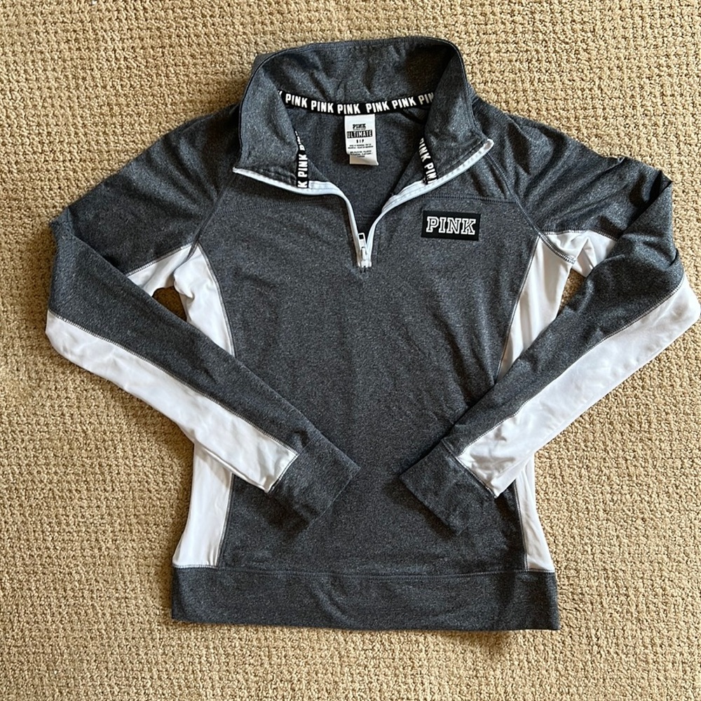 VS Pink grey half zip Size S